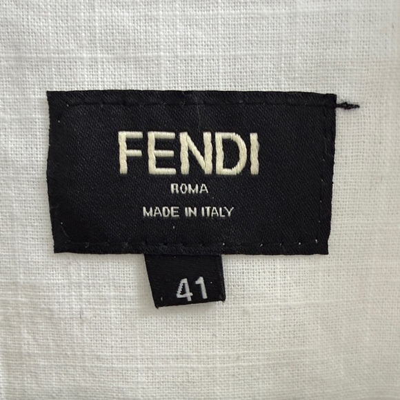 Fendi White Monogram Linen Button down Shirt White and Blue Design - Picture 2 of 4